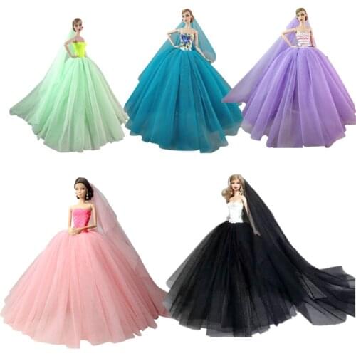 1/6 BJD Fashion Off Shoulder Princess Lace Wedding Dress Outfits for Barbie Doll Clothes Party Gown 11.5" Dolls Accessories Toys