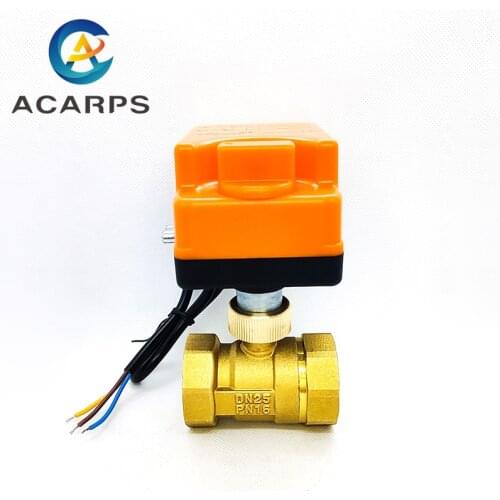 1" Brass Motorized Ball Valve 3-Wire 2-Way Control Electric Ball Valve with Manual switch