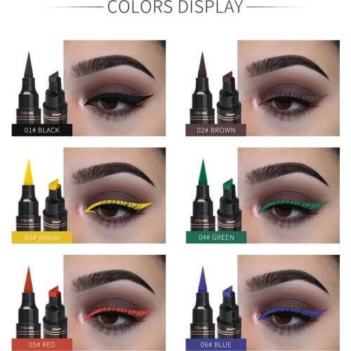 1 Pc 2 In 1 Liquid Eyes Liner Pencil Make Up Waterproof Lasting Black Double Ended Triangle Eyeliner Stamps Makeup Tool TSLM1
