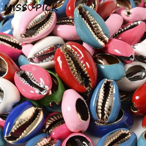 10/20pcs16-23mm Loose Colorful Drop Oil Enamel Gold Sliver Natural Shell Beads for Jewelry Diy Charm Necklace Bracelet Accessory