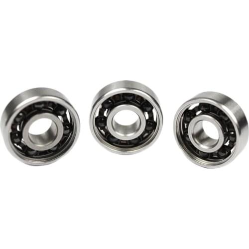 10PC 608 2RS Stainless Steel Ring With Black Si3N4 Ceramic Balls Longboard Inline Skate Skateboard Bearings