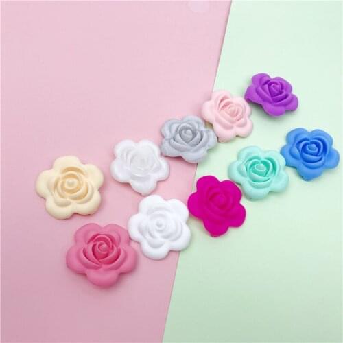 Baby Accessories 10pcs Flower Shape Food Grade Teether Baby Sensory Chewing Toy DIY Bracelet Pacifier Clip Silicone Beads