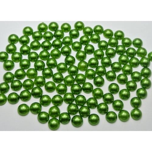 1000 Dark Green Half Pearl Bead 6mm Flat Back Round Gems Scrapbook Craft