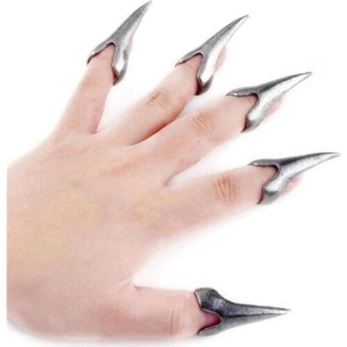 12pcs/set Retro Punk Gothic Nail Finger Claw Spike Alloy Sharp Knuckle Rings Set Party Cosplay Decoration Accessories