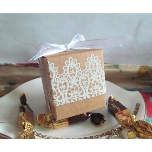 250pcs/lot Newest Design Favor box of Rustic and Lace Kraft Wedding Favor Box for Wedding decorative box Birthday Party box