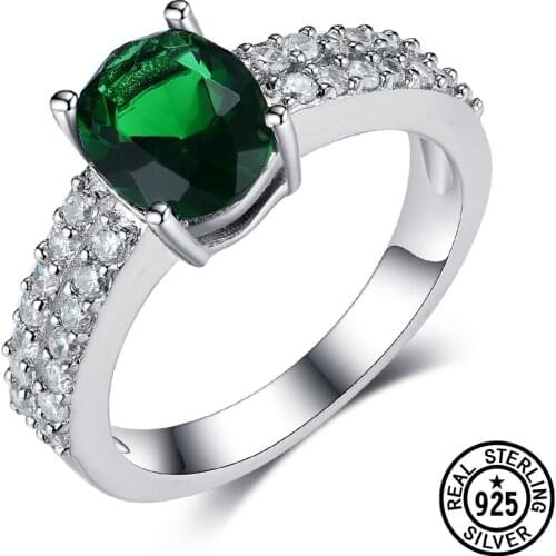 Dyson 925 Sterling Sliver Ring Luxury Created Russian Nano Emerald Sapphire Ruby Vintage Rings For Women Gifts Fine Jewelry