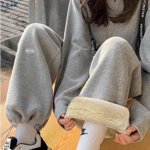 Winter Pants Women Gym Sweatpants High Waist Fleece Harajuku Trousers Autumn Baggy Joggers E Girl Hip Hop Streetwear Alt Clothes