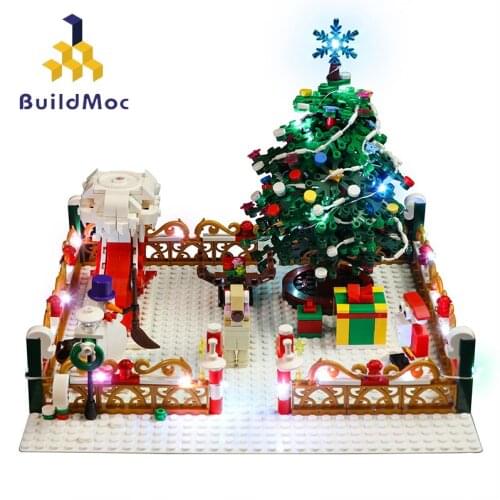 Buildmoc LED Creative Christmas Tree Garden Friends Amusement Park For Girl Santa Figures Building Block Kid Toys Christmas Gift