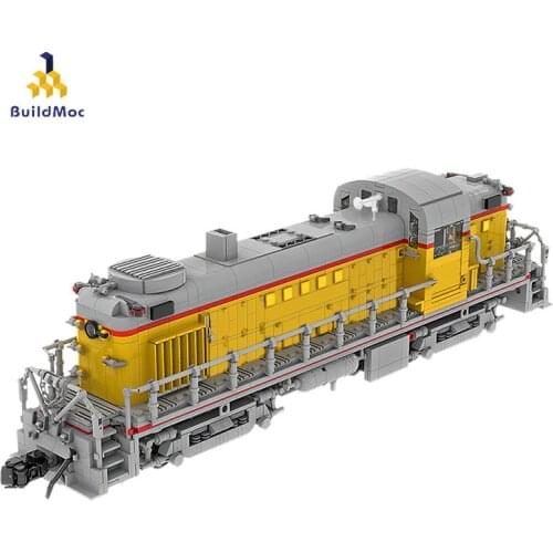 Buildmoc Technical United Pacific Railroad Alco Rs-2 Steam Train Track Childrens Toys Diy Building Block Model Boy Gift