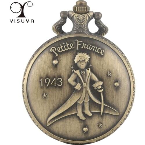 Bronze Little Prince Theme Quartz Necklace Pocket Watch Gift Kids Retro Sweater Chain Accessory Pendant Clock Boy Girls