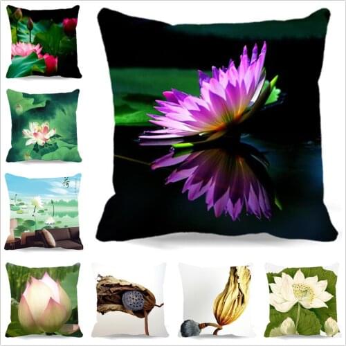 Polyester Cotton Beautiful Lotus Custom Cushion Covers Color Dachshund Pillows Covers Throw Pillows Cases kids Gift
