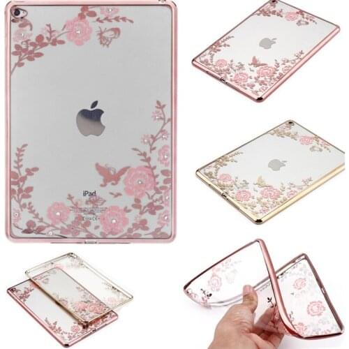 Fashion Case for Apple IPad Air 2 Ipad 6 tablet cover Silicon caseTransparent Ultra Thin Shell Shining drill Tablet Accessories