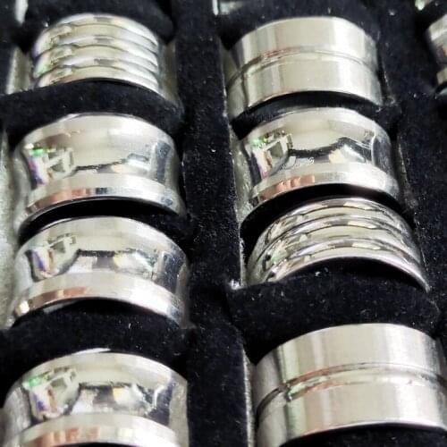 Wholesale 36 pcs 10mm Fashion cutting Mens Ring Stainless Steel Rings