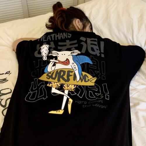 Summer 2021 Kawaii Printed Round Neck Short-Sleeved T-Shirt Female Harajuku Ulzzang Korean Version Of Loose Vacation Clothes