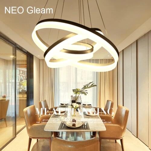 Luxury Modern chandelier LED circle ring chandelier light for living room Acrylic Lustre Chandelier Lighting white sliver 85-265