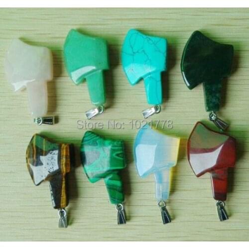2016 New Fashion Best Sell Assorted Natural stone Mixed Axe shape charms pendants For jewelry 8pcs/lot Wholesale Free Shipping