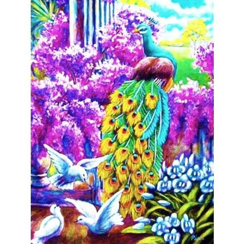 Diamond Painting Kits Peacock Full Round With AB Drill Diamond Embroidery Cross Stitch Animals Rhinestone Mosaic Valentines Gift