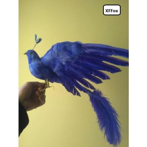 New simulation wings blue bird model foam&furs Phoenix toy gift about 45x50cm xf0612