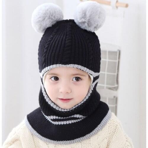 2020 NEW Baby Winter Hat Pompom Children Knitted Hats Baby Girls and Boys Hat with Warm Fleece Lining Hats for Kids Knitted Hat