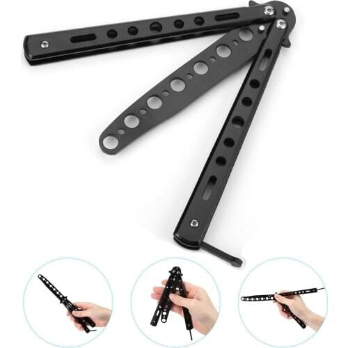 Butterfly knife training knife training dull tool black metal training brand new