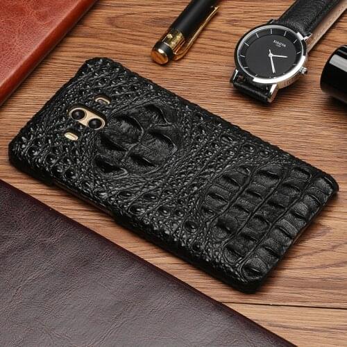 Original cowhide Phone Case For Huawei Mate RS 9 10 Pro P8 P9 P10 P20 Lite Crocodile skull texture For Honor Note 10 7X P Smart