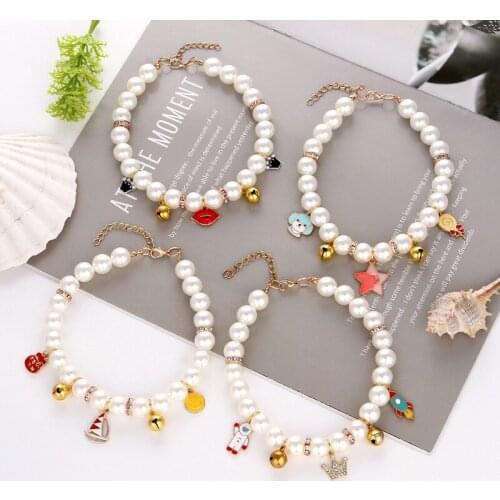 Pet Collar Pearl Hand-woven Adjustable General Cat Collar for Cats and Dogs Cat Pearl Jewelry Pet Products