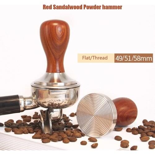 Food Grade Coffee Powder Hammer 49/51/58mm Wooden Handle Bean Tampers Flat Rippler Tamper Mat Wholesale