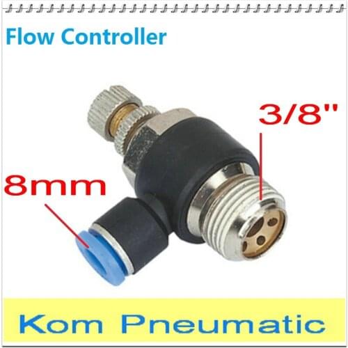 SL Pneumatic Quick Push In Air Fitting Connector 8MM Tube To 3/8" Thread SL8-03 Flow Controller Speed Control Throttle Valve