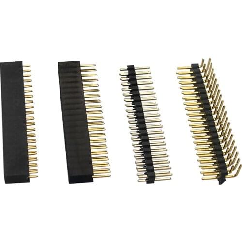 Raspberry Pi GPIO Header Kit for 2x20-pin Dual Male Right Angle Male Famale Header suitable for Raspberry Pi 4B/3B+/3B/Zero