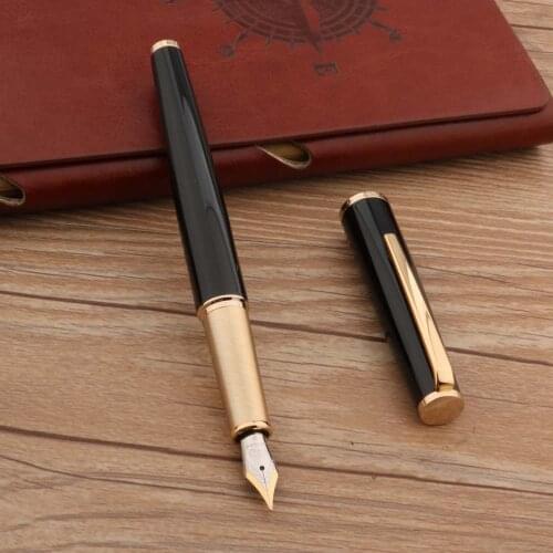 Luxury Metal JinHao 95 Fountain Pen Classic Black Golden Stationery Office Supplies Ink Pens