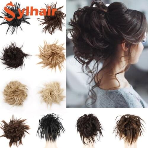 Synthetic Tousled Hair Bun Chignon Hairpiece Elastic Band Messy Scrunchies Wrap For Ponytail hair extension For Women Sylhair