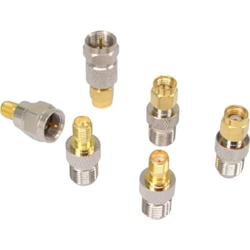 SMA-F RF Connectors Kit SMA to F 6 Type Set RP SMA/SMA Jack/Plug to F Nickel Gold Plated Test converter