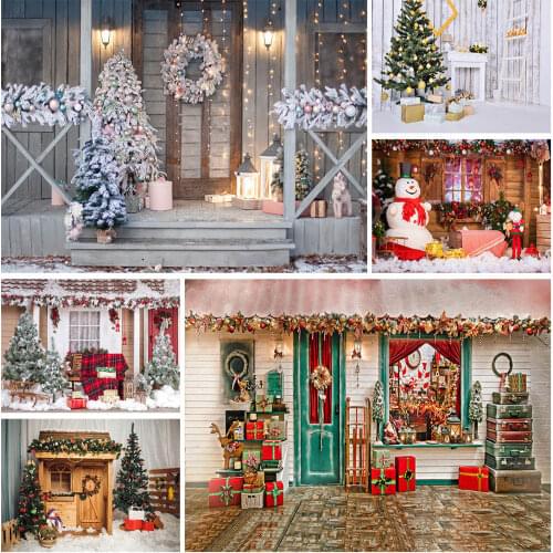 Snow Rural Yard Bulbs Xmas Photo Backdrops Christmas Santa Clause Photographic Background Photocall Photo Studio for Children
