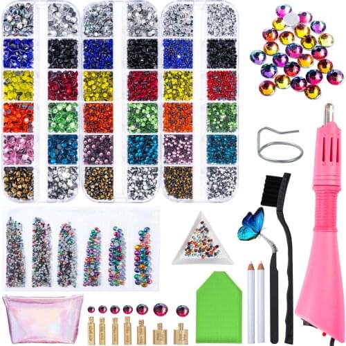 Hot Sale 7210 Pcs/Set Hot Fix Rhinestones Iron-on Wand Strass Hotfix Applicator/Flatback Crystal Glass Hot Fix Rhinestones New