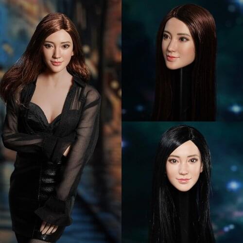 SUPER DUCK 1/6 female Asian Pretty Girl Head Sculpt A/B/C SDH022 Model Fit 12" Ph tbl Female Suntan Action Figure Body