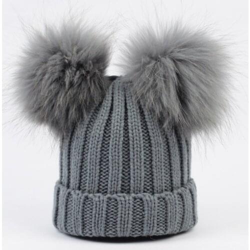 Warm Newborn Knitted Beanie Real Fur Pompon Toddler Baby Casual Fashion Children Hat Boys Girls Outdoor Skullies Caps Bonnet