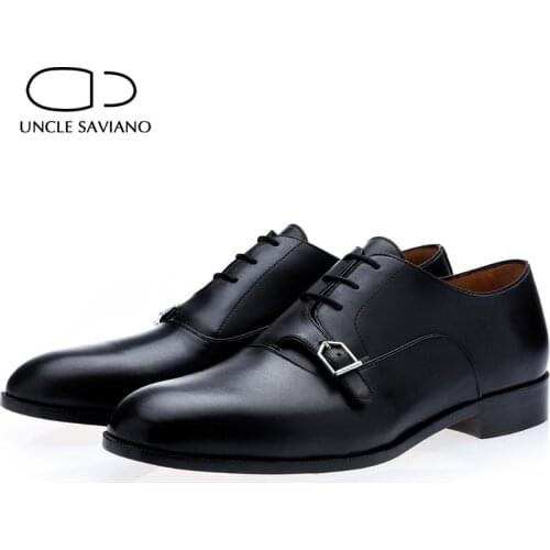 Uncle Saviano Single Monk Style Bridegroom Designer Original Luxury Handmade Dress Best Men Party Genuine Leather Shoes for Men