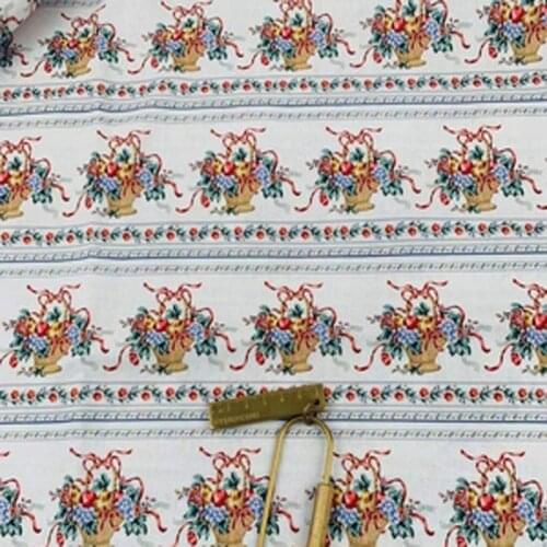Viaphil 100% Cotton Fabric Brand New Stripe Flowers Printed Sewing Cloth Dress Clothing Textile Tissue