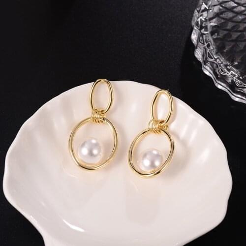 Dorado High Quality Simulated Pearl Drop Dangle Earrings Hollow Metal Jewelry Accessories For Women Fashion Trendy Gift Bijoux