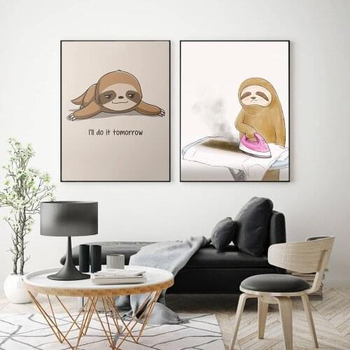 I'll Do It Tomorrow Art Painting Sloth Minimalist Wall Art Canvas Poster Be Patient Abstract Print Nordic Picture Home Decor