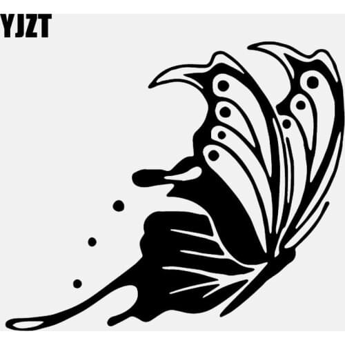 YJZT 15M*12.7CM One Large Butterfly Decor Vinyl Decal Car Sticker Art Black/Silver C24-0351