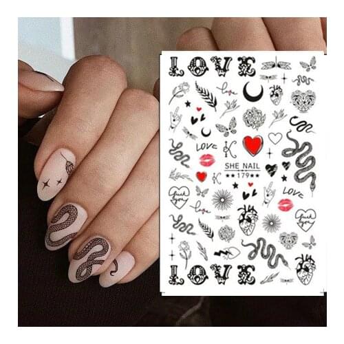 Snake SHE-179 NEWEST paper letter DESIGNS CROSS 3d nail art stickers decal template diy nail tool decorations