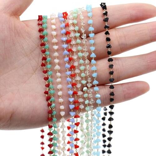 1 Meter Handmade Gold Wire Wrapped Rosary Chain Stone Beads Charms Chains for Jewelry Making DIY Bracelet Anklet Necklace