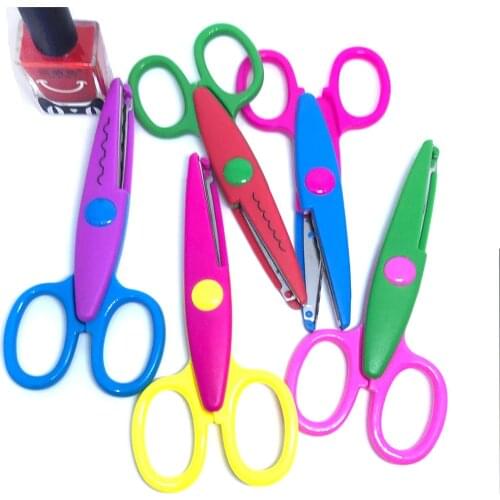 1pcs Laciness Scissors Metal and Plastic DIY Scrapbooking Photo Colors Scissors Paper Lace Diary Decoration with 5 Patterns