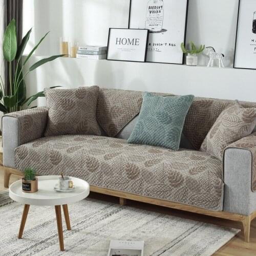 1 PC Nordic Simple Fabric Cotton Printed Leaf Sofa Cover Four Seasons Universal Non-Slip Sofa Towel Living Room Home Decoration