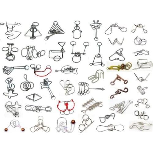 46PCS/Set Classic Metal Wire Puzzle Magic Mind Brain teaser Puzzles Game Toys for Adults Children