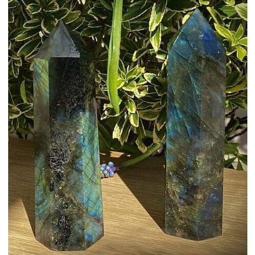 9-10cm natural Labrador quartz crystal rod tip