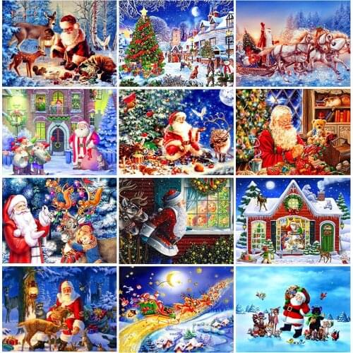 5D DIY Diamond Painting Santa Claus Set Full Drill Square Diamond Embroidery Winter Mosaic Picture Christmas Gift Home Decor