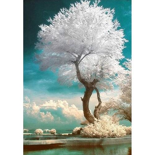 5D DIY Diamond Painting Landscape White Tree Cross Stitch Patterns Diamond Painting kits for Embroidery with Beads
