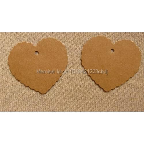 Free shipping 6.2x5.5cm blank heart shape kraft paper hang tag/Blank decoration cardboard/DIY kraft paper tags